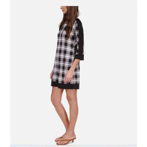 MICHAEL KORS Black and White  Plaid Pullover Mini Dress 60s Style (P\M) - Picture 3 of 14